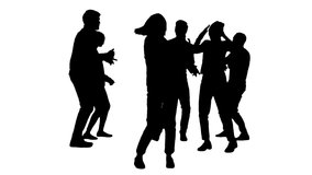 Silhouette Young lively beautiful girl dancing with the others at the party - Powered by Shutterstock - Get 15% off with code: PIKWIZARD15