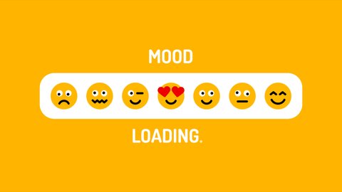 Progress bar animation Emoji mood Loading and emotion funny face in realistic style. 4k emoji video animation with alpha matte channel.
