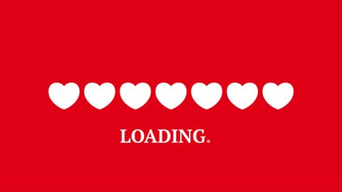 Love Loading Bar Animation For Valentine's Day Concept with realistic heart. 4K Hearts Loading Animation alpha matte channel