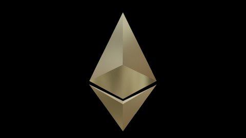 3d Ethereum. Spinning Golden Logo