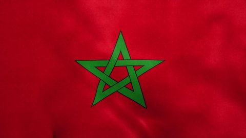 National flag of Morocco blowing in the wind. Seamless loop