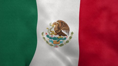National flag of Mexico blowing in the wind. Seamless loop