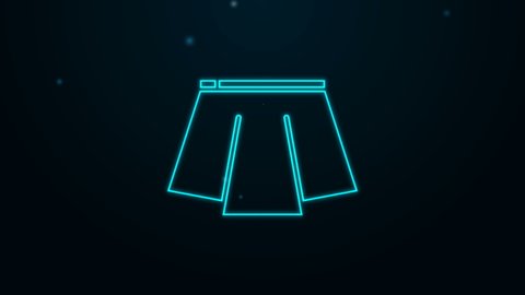 Glowing neon line Skirt icon isolated on black background. 4K Video motion graphic animation.