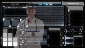 Digital interface with medical data processing against female doctor touching invisible screen. medical research and technology concept - Powered by Shutterstock - Get 15% off with code: PIKWIZARD15
