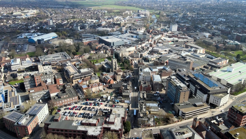 Chelmsford Essex UK Aerial footage City centre | Shutterstock HD Video #1069936525