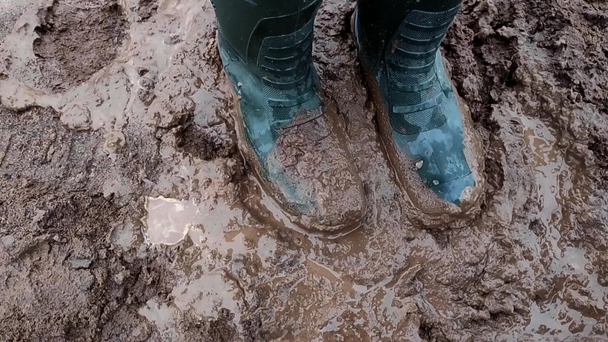 boots in deep mud