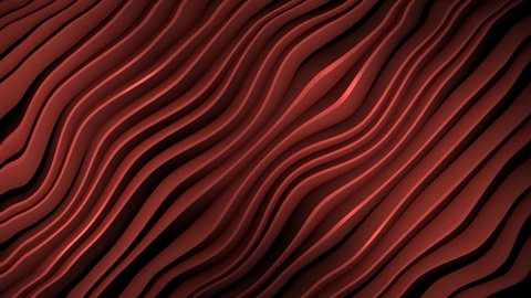 4k 3D animation of rows and rows of colorful orange stripes rippling. Colorful wave gradient animation.. Future geometric patterns motion background. 3d rendering