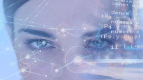 Animation of network of connections and data processing over woman's face. digital interface, global technology and connection concept digitally generated video. - Powered by Shutterstock - Get 15% off with code: PIKWIZARD15