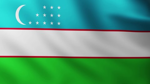 Large Flag of Uzbekistan fullscreen background fluttering in the wind