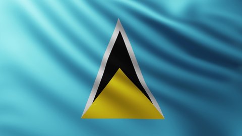 Large Flag of Saint Lucia Islands fullscreen background fluttering in the wind
