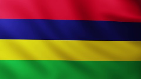 Large Flag of Mauritius fullscreen background fluttering in the wind