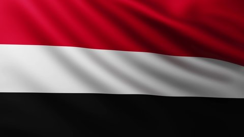 Large Flag of Yemen fullscreen background fluttering in the wind