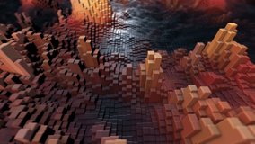 Abstract geometric cubes shapes. Modern background. Colorful wave gradient animation. Geometric patterns motion,3d rendering .