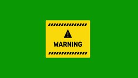 Green screen chroma key of yellow warning sign.