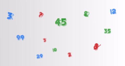 Animation of numbers and letters changing with education icons on white background. learning, knowledge and education concept digitally generated video.