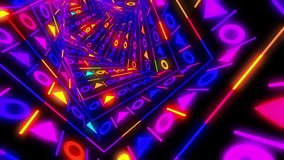 Tunnel Colorful Neon Disco Looped Video