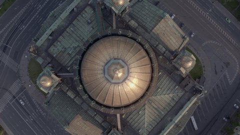 Saint-Petersburg St. Isaac's Cathedral dome aerial 4k rotation view 