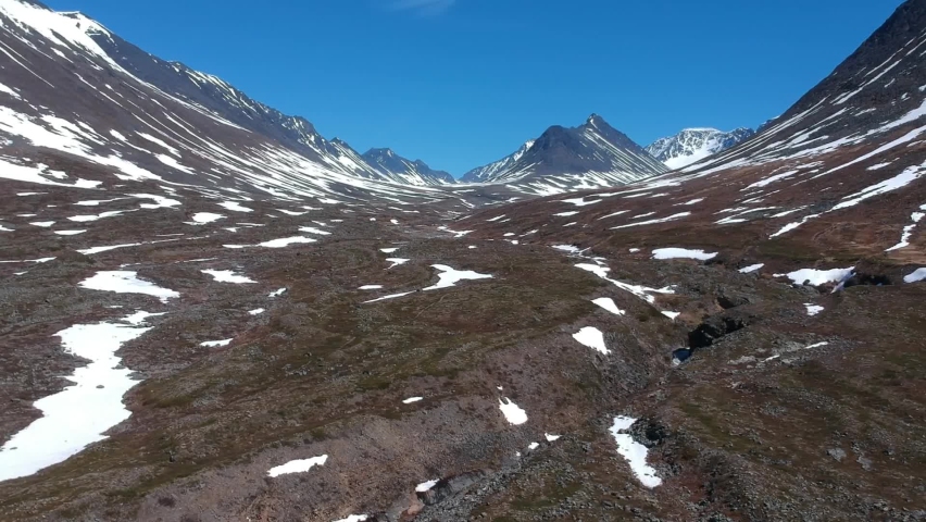 Valley where located Kungsleden trail, Norrland Region, Sweden