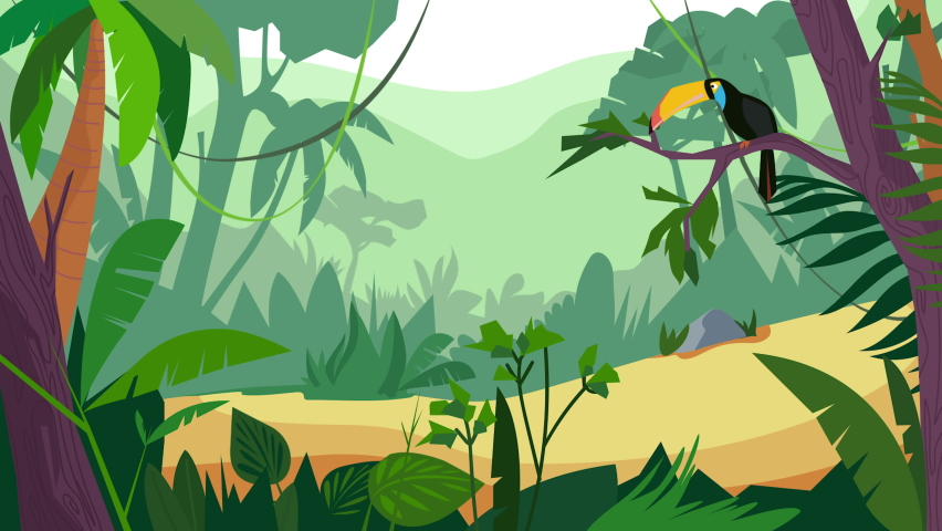Jungle Background Scene, 4K Ultra HD Video Motion Graphic Animation.