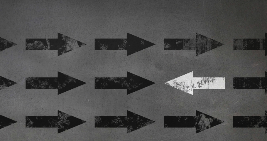 Digital animation of yellow bulb over human head model against arrows moving on grey background. idea and technology concept