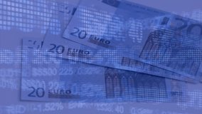 Animation of financial data processing over euro currency bills. global business and finances concept digitally generated video. - Powered by Shutterstock - Get 15% off with code: PIKWIZARD15