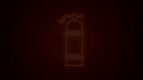 Glowing neon line Aqualung icon isolated on black background. Oxygen tank for diver. Diving equipment. Extreme sport. Sport equipment. 4K Video motion graphic animation.