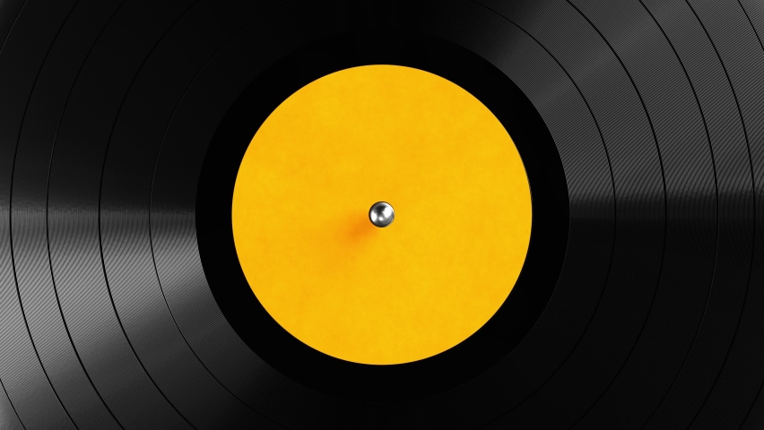 Realistic seamless looping 3D animation of the yellow label vinyl record rendered in UHD | Shutterstock HD Video #1069986115