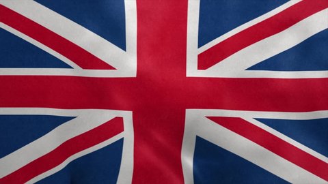 National flag of United Kingdom blowing in the wind. Seamless loop