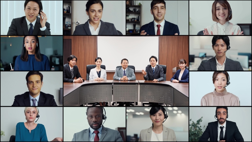 Screen of video conference. Web meeting. Webinar. Remote working. | Shutterstock HD Video #1069992610