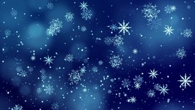 4K Loop Snow falling on blue sky with Blue particles in the winter Christmas background merry christmas, Holiday, winter, New Year, snowflake, snow, festive, snow flakes. new Yeaer - Powered by Shutterstock - Get 15% off with code: PIKWIZARD15