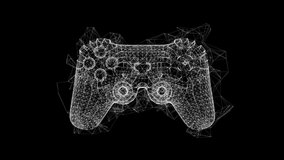 Game controller or gamepad for videogames. Wireframe low poly mesh technology. Available in 4K FullHD and HD video