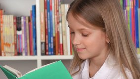 Kid Reading a Book, Child Learning School, Schoolgirl Studying from Home in Coronavirus Pandemic, Homeschooling Online Education