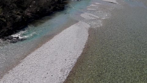 stony riverbed of Moraca river in montenegro 