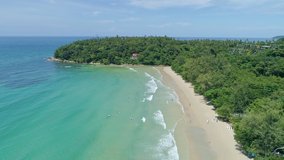 Beautiful seashore in summer season footage from drone High quality video.Beautiful sea in phuket Thailand 