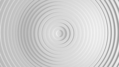 White minimalism Abstract pattern of circles with the effect of displacement. White clean rings animation. Abstract background for business presentation. Seamless loop 4k Top view
