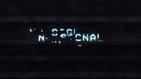 No signal message with glitch effect Loop Animation. Abstract Digital Animation Pixel Noise Glitch Error Video Damage. Intentional glitch distortion. tv transmission warning.