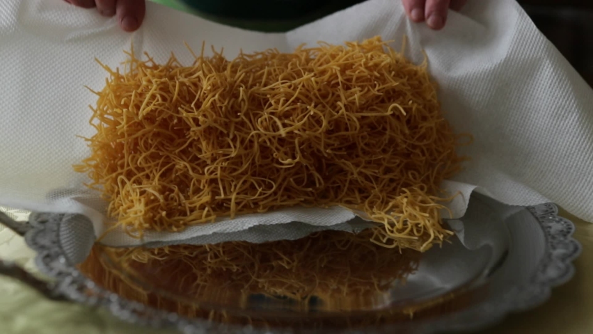 Homemade noodles preparation process in domestic kitchen