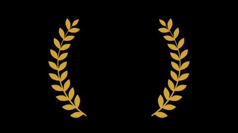 Laurel wreath animated. Golden transperent award frame. 4K animation on transperent background. Award winner