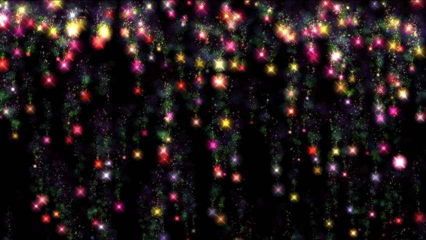 color fireworks sparks fall like curtain 4k