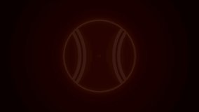 Glowing neon line Tennis ball icon isolated on black background. Sport equipment. 4K Video motion graphic animation.