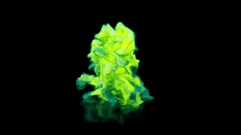Green deadly gas. Stink cloud, Acid, smoke or stench gases. Acid or poison drip drop fx, breath or sweat odor isolated on black background, toxic green liquid, Nuclear,3d rende
