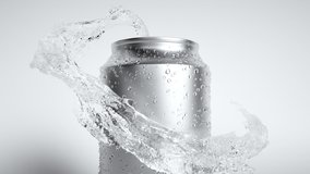 Pure Water Flow to Soda Drink Can on White Backround and Splash. Swirling Clear Aqua and Droplet on Aluminum Bottle. Beautiful Abstract Purity Water Spray Wave. Close-up Cool Drink Splashing and Swirl - Powered by Shutterstock - Get 15% off with code: PIKWIZARD15