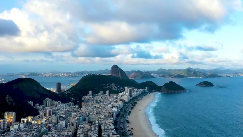 Time lapse of Copacabana and Leme Beaches, Rio de Janeiro, Brazil. Time lapse of Copacabana and Leme Beaches, Rio de Janeiro. Summer travel destinations. Time lapse of sunset at Rio de Janeiro, Brazil Royalty-Free Stock Footage #1070109667