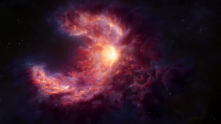 Orange-red nebula in space, colorful nebula in distant galaxy | Shutterstock HD Video #1070117605