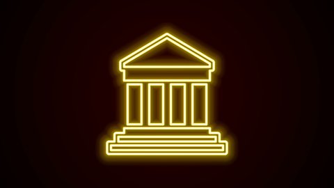 Glowing neon line Parthenon from Athens, Acropolis, Greece icon isolated on black background. Greek ancient national landmark. 4K Video motion graphic animation.