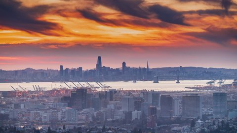 San Francisco skyline Day to Night Time lapse