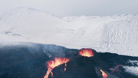 Volcano Spewing Glowing Magma Basalt Cone Stock Footage Video (100% ...