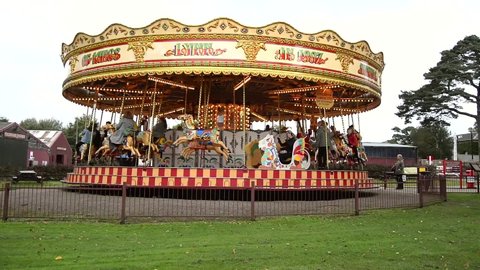 The Victorian Gallopers Roundabout carousel at Bressingham museum in Norfolk United Kingdom - 7th of October 2017