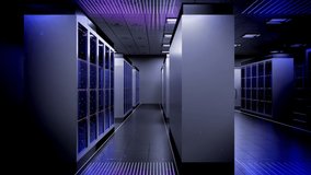 Rack servers and falling binary code - data centre, hosting, storage, cloud computing concept - 3D 4k animation (3840x2160 px). - Powered by Shutterstock - Get 15% off with code: PIKWIZARD15