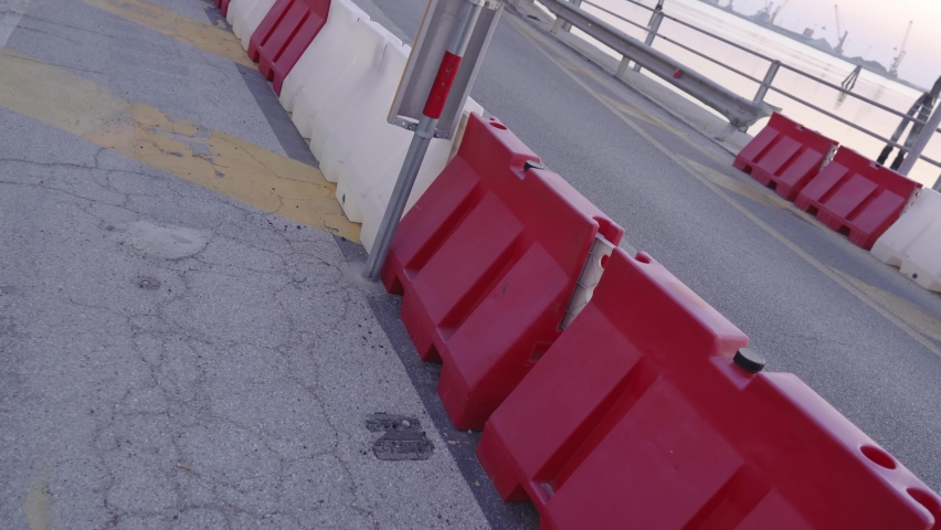 Road plastic cones that limit the carriageway
